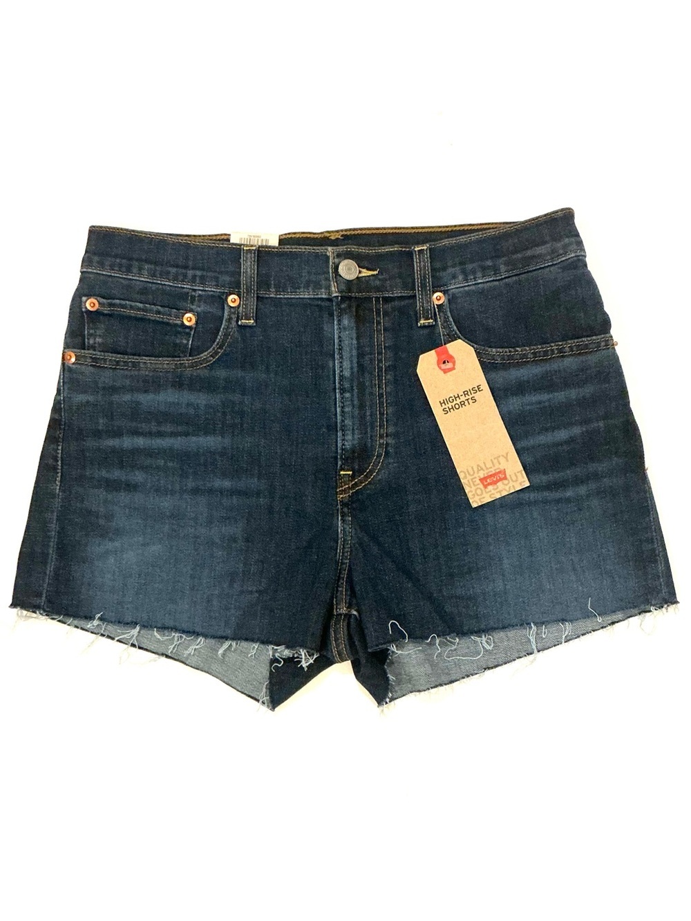 LEVI’S, High Rise Slim Through Hip Jeans Shorts with Frayed Hems, Sz 10/W30, NWT